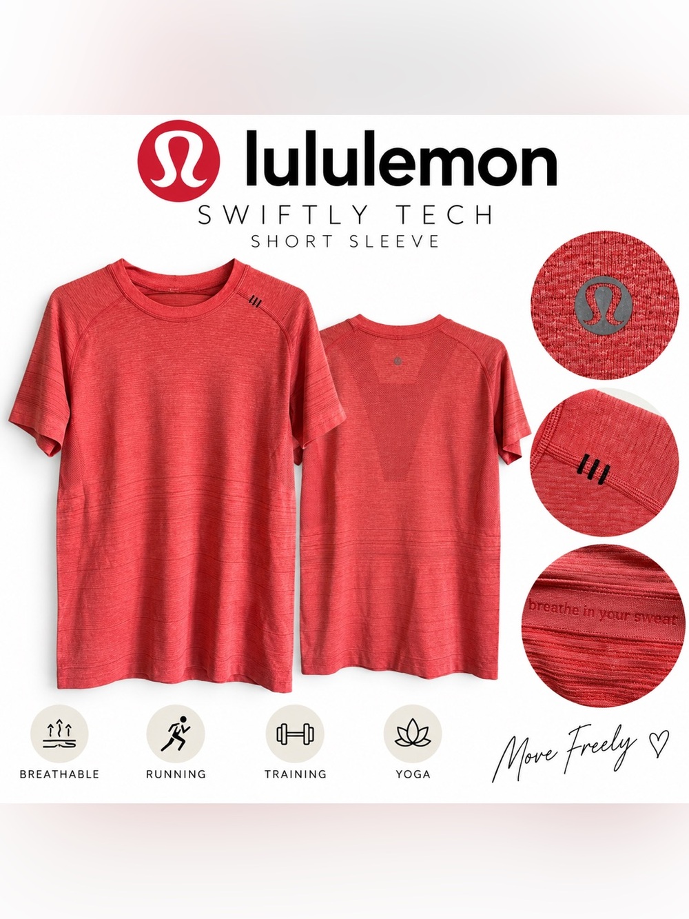 Lululemon Swiftly Tech Short Sleeve Shirt Coral Pink Seamless Running Top